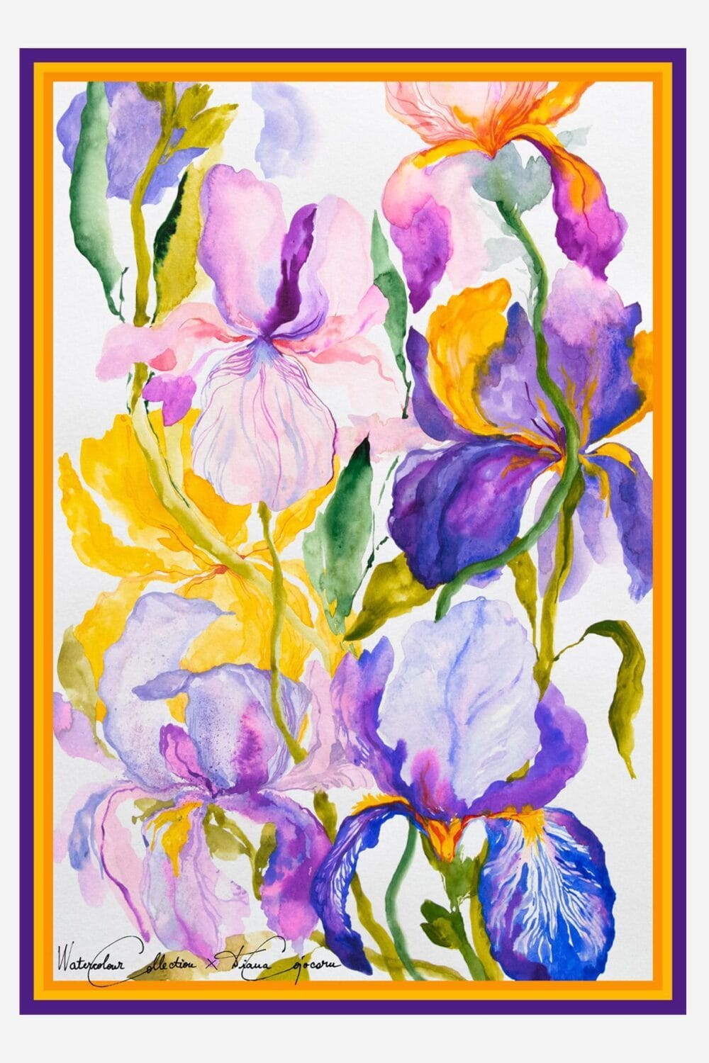 Sieben Schwertlilien 100 x 70 cm - dianacojocaru.de